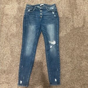 KanCan Kurvy Distressed Blue Women's Jeans